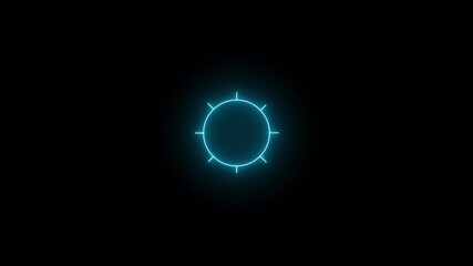 Colorful neon light circle loading setting icon animation black background. Abstract beautiful neon light sparkling circle frame background, neon 4k animation video.