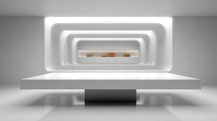 Obraz premium Futuristic interior shelf with decor high resolution picture