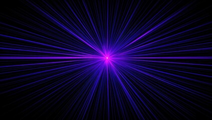 A vivid, radiant purple glow emanates from the center with sharp, linear rays, on a black background