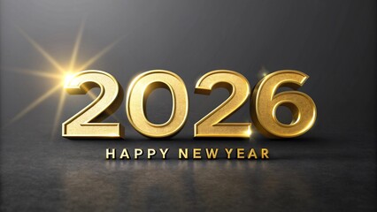 Stunning golden 2026 New Year celebration numerals glowing brightly over a dark background