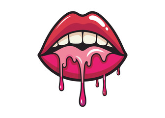 dripping lips logo silhouette vector, dripping lips logo icon silhouette, female lips dripping isolated on white background