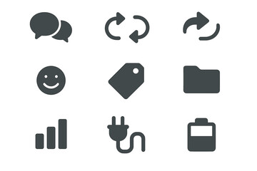 Folder plug vector icon grid bubbles gear checkmark reply battery line minimalist