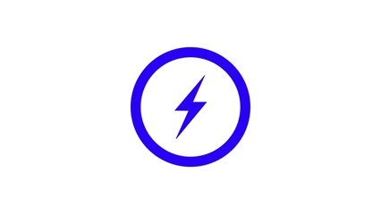 Blue lightning bolt symbol inside a blue circle on a white background, representing energy and power