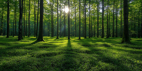 Obraz premium Importance of trees for carbon and ecosystem health Generative AI