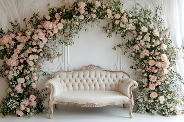 Background wedding with flowers generative Ai