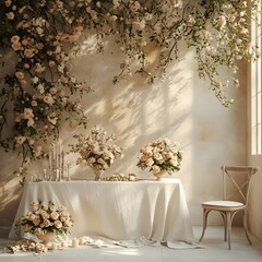 Background wedding with flowers generative Ai