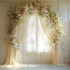 Background wedding with flowers generative Ai