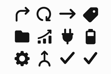 Obraz premium Curved icon chart folder loop plug battery tag minimalist arrow vector