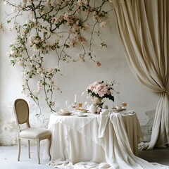 Background wedding with flowers generative Ai