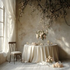 Background wedding with flowers generative Ai