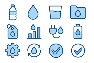Refill plug droplet vector icons hydration gear folder water icon checkmark battery