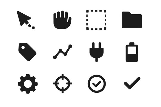 Line dotted vector icon arrow crosshair minimal checkmark grid box chart selection