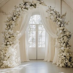 Background wedding with flowers generative Ai