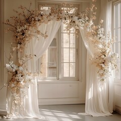 Background wedding with flowers generative Ai