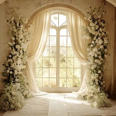 Background wedding with flowers generative Ai