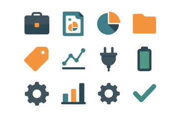 Management plug graph pie chart tools vector briefcase bar icon report icons