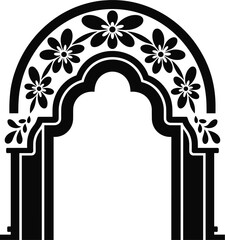 Fototapeta premium Black Gothic Archway with Floral Decorative Elements architecture