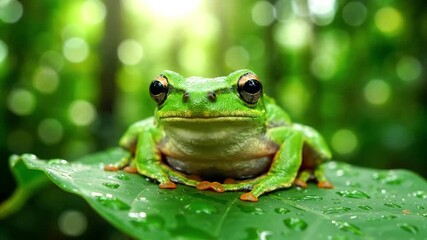 Capturing the serene beauty and ecological significance of a healthy aquatic environment supporting diverse amphibian life, emphasizing biodiversity. Scenic, ecological, untouched nature
