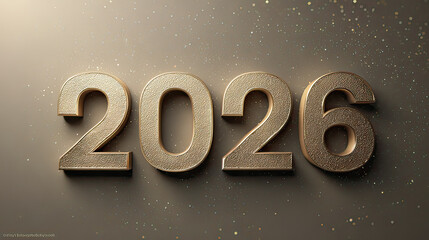 Happy New Year 2026 3D embossed gold numbers on transparent background
