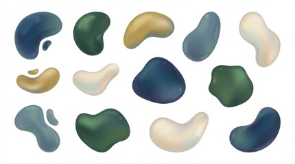 elegant abstract liquid shapes and blobs clipart set perfect for posters social media graphics and web use isolated on white background