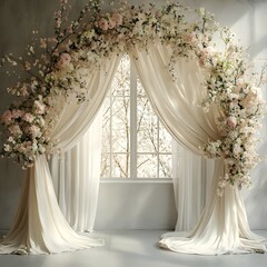 Background wedding with flowers generative Ai