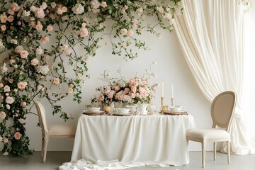 Background wedding with flowers generative Ai