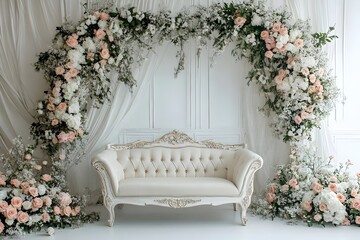 Background wedding with flowers generative Ai