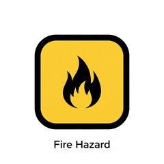 Vivid illustration of a blazing fire pictogram, commonly used as a hazard warning sign for safety alerts and flammable material indicators