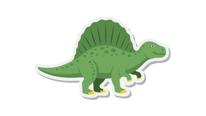 Obraz premium Cute Green Spinosaurus Dinosaur With Sail On Its Back Isolated On Black Background Pixel Art Style Childrens Illustration Fun Cartoon Character