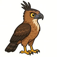 자바뿔매, 우측면, 애니메이션 아트, jpeg (Javan Hawk-eagle, right side view, animation art, jpeg)