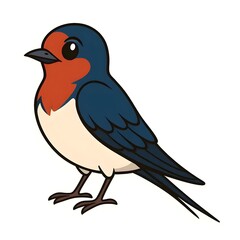 제비, 좌측면, 애니메이션 아트, jpeg (Barn swallow, left side view, animation art, jpeg)