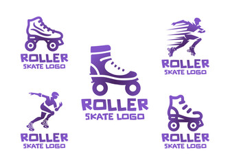 Fototapeta premium 5 Roller Skate Logo Set Urban Skating Lifestyle Emblem Collection