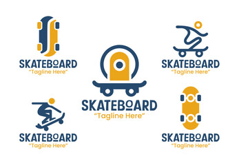 5 Skateboard Logo Set Urban Street Skating Emblem Collection