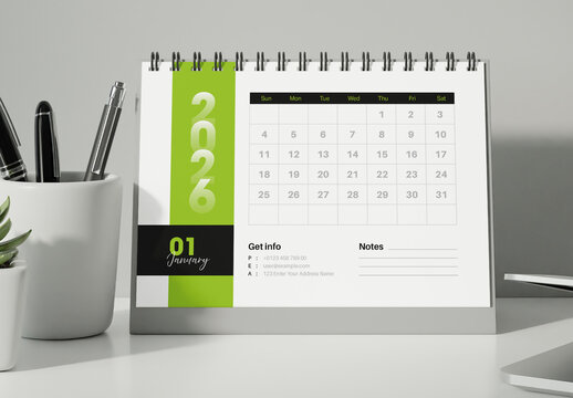 Modern Desk Calendar 2026 Template