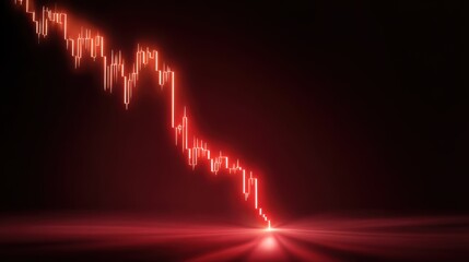 Market Meltdown: A visual representation of a market crash, with a red line dramatically plunging downwards against a dark backdrop, symbolizing financial crisis.