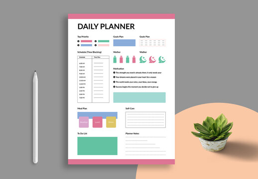 Daily Planner Template Layout