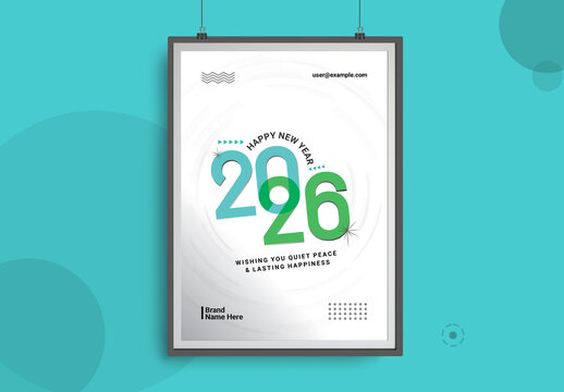 Happy New Year 2026 Text Poster Design