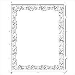 Vintage decorative  frame in Gothic style - elegant white frame on white background, JPG, 300 DPI , north runes frame, middle ages, hallowen, Christmas.