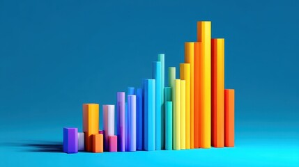 Market performance bars, bold 3D columns with clean shadows, 3D illustration. 