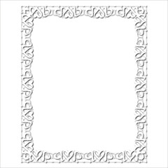 Vintage decorative  frame in Gothic style - elegant white frame on white background, JPG, 300 DPI , north runes frame, middle ages, hallowen, Christmas.