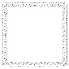 Vintage decorative  frame in Gothic style - elegant white frame on white background, JPG, 300 DPI , north runes frame, middle ages, hallowen, Christmas.