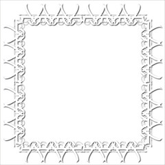 Vintage decorative  frame in Gothic style - elegant white frame on white background, JPG, 300 DPI , north runes frame, middle ages, hallowen, Christmas.