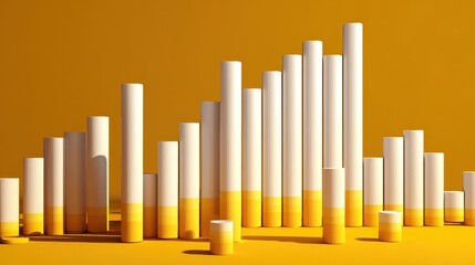 Obraz premium Market performance bars, bold 3D columns with clean shadows, 3D illustration. 