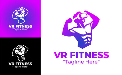 VR Fitness Logo Dynamic Virtual Workout Emblem