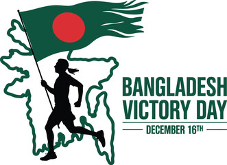 A Symbolic Silhouette of a Person Running with the Bangladesh Flag on Victory Day, December 16th