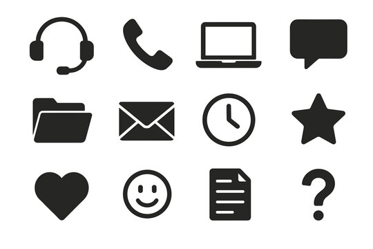 Customer vector document mark phone email icons message support icon question folder