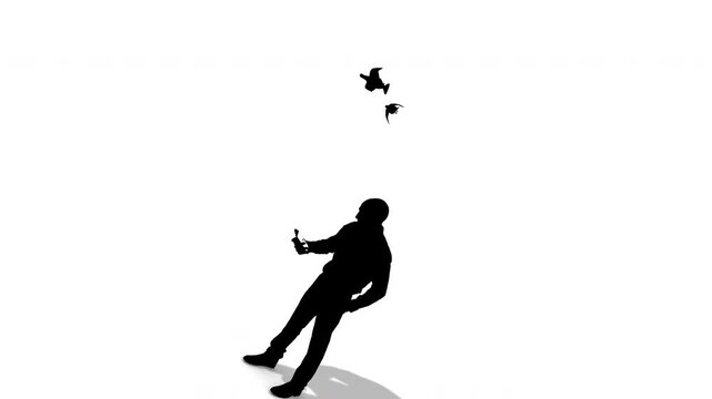  Infinite Droste Loop With Smartphone Silhouette and Flying Birds Promoting Peace