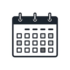 Simple, stylized illustration of a calendar, showing dates in a grid, with a neutral tone