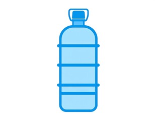 Simple vector illustration of a large, cylindrical water bottle with a blue and white aesthetic