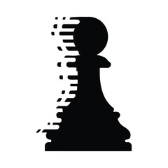 Black Silhouette of a Chess Pawn Piece Dissolving into Abstract Shapes chess piece game